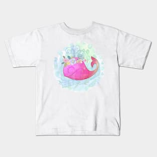 Cute Pink Whale Kids T-Shirt